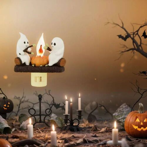 Halloween Ghost Campfire Fire Marshmallow Night Light Flicke