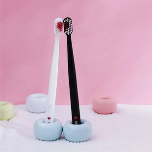 4pcs Soft-bristle Toothbrush Black White Heart Couple Brush