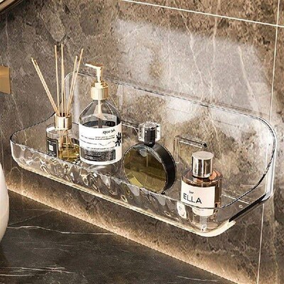 High Quality Bathroom Transparent Shelf Rack Wall-mounted