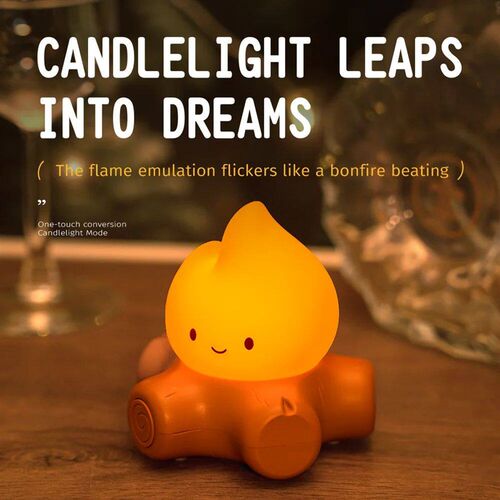 Campfire Night Light Cute Soft Silicone Safe Lamp Decoration