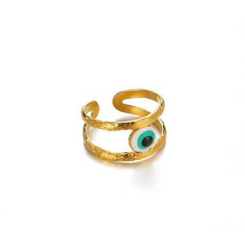 Vintage Blue Devil Eye Punk Stainless Steel Rings Women