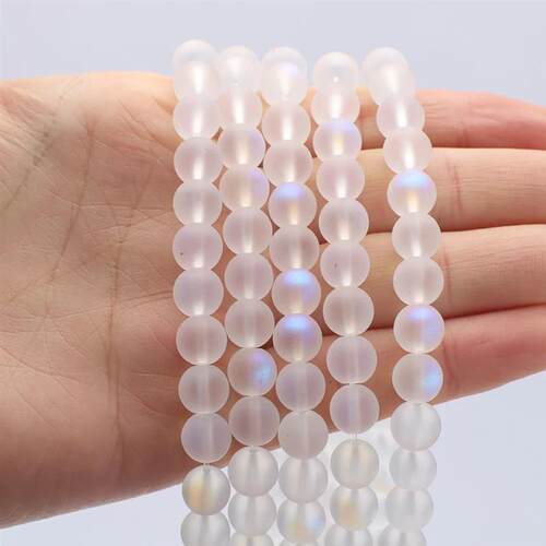 4 6 8 10mm Matte White Aurora Crystal Glass Beads Frosted Gl