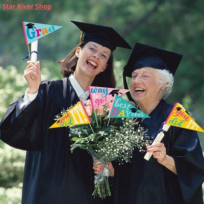 12Pcs Paper Graduation Triangular Flag Party Decorati