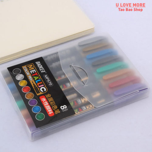8pc set metalli color Pen Art Marker brush pen mark write St