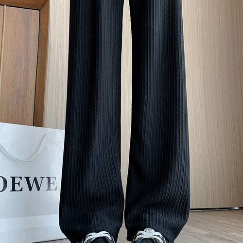 Narrow Wide Leg Pants Womens Summer Thin New Ice Silk High