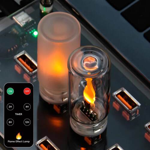 Remote Control Car USB LED Flame Type Night Light Frosted Cl