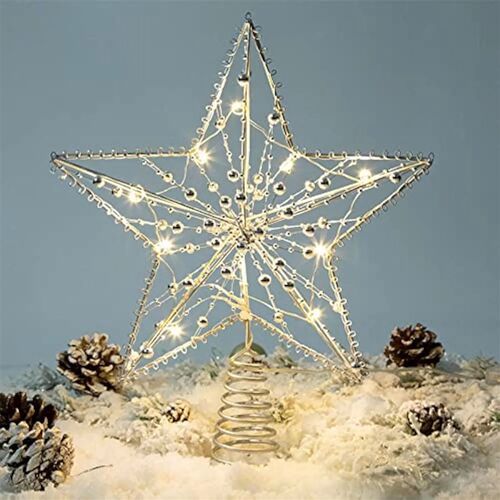 Christmas Tree Top Silver Star Decoration Christmas Tree Orn