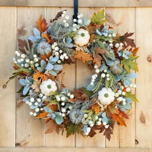 Fall Door Pumpkin Wreath Pumpkin Berry Maple Leaf Wreath Har