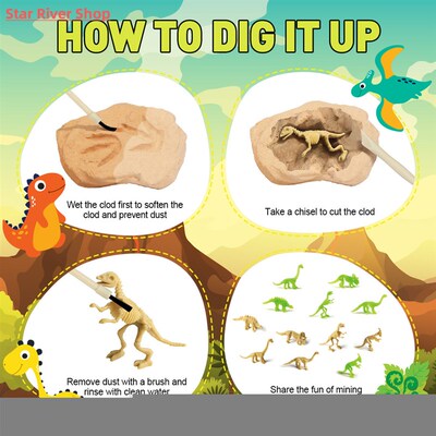 Educational Toys Dinosaur Eggs Archaeological Dig Kit Gemsto