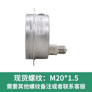 1.MP耐高压高温 上海笠聚焊接式 轴向带边不锈钢压力表Y100BF