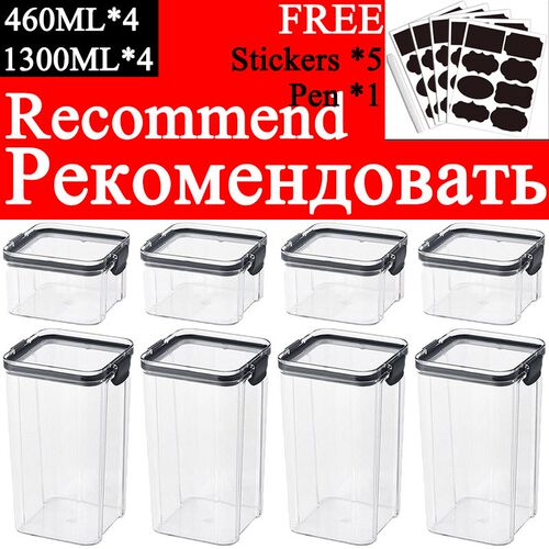 460-1800ml Plastic Food Storage Box Sets Stackable Kitchen S
