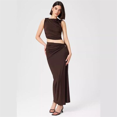 2024 Solid Color Slim Comfort Fashion Womens Skirt Set Wome