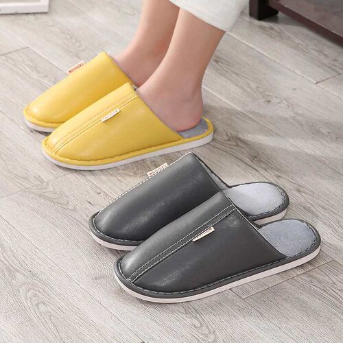 New cotton slippers neutral round head PU cotton shoes sleev