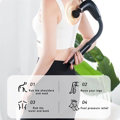 Fascia Gun with Extended Handle and Elbow for Self-assist Ma