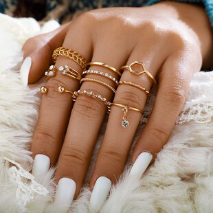 Design Tocona Simple Geometric Finger Hollow Bohemia Gold