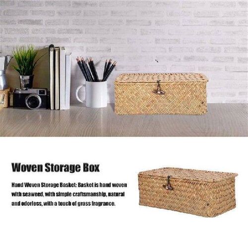 Woven Storage Baskets Wicker Storage with Lid Woven Storage