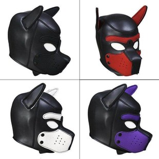 Party Masks Pup Puppy Play Dog Hood Mask Padded Latex Rubber