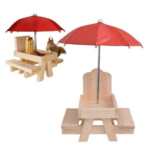 Pet Feeder Wooden Bird Squirrel Feeder Functional Pet