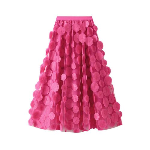 Heavy Industry Three-dimensional Wave Dot Black Gauze Skirt