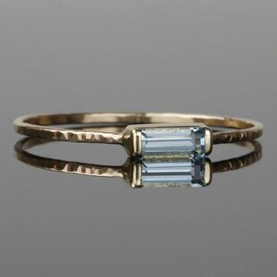 Simple  Aquamarine Baguette Ring  Natural Aquamarine Art De