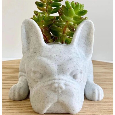 French Bulldog Succulent Planter Flowerpot Puppy Dog Statue