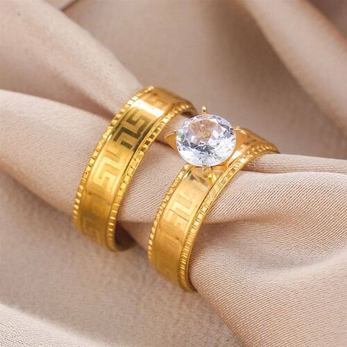 Cring Coco Stainless Steel Couple Ring rend Great Wall Patte