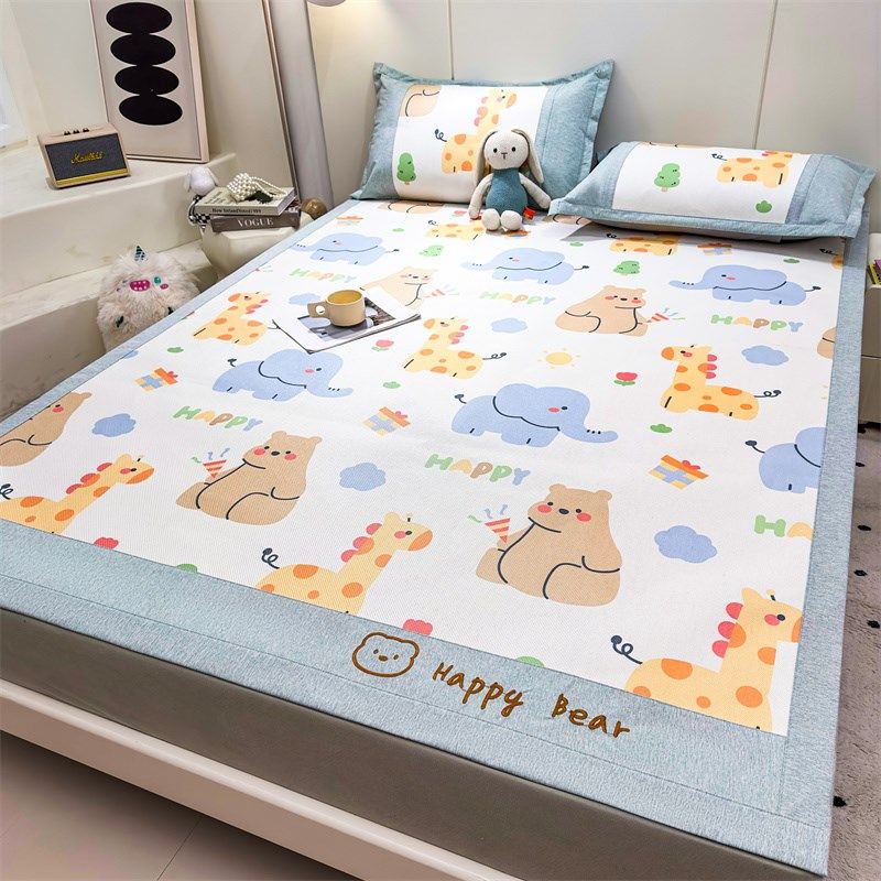 夏季冰藤席可水洗空调席子儿童软凉席三件卡通冰丝席单人宿舍,床上用品,藤席,淘宝优惠券,粉丝福利购,淘宝优惠卷