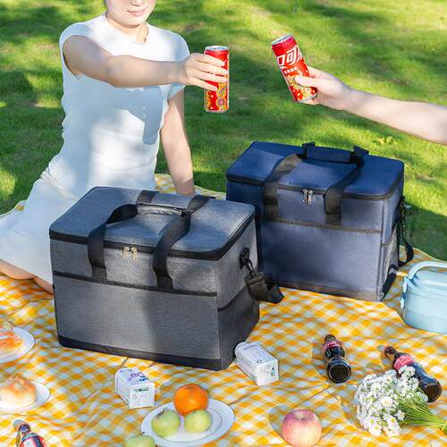 Large Double layered Cooler Bag Insulated Lunch Bag cold box