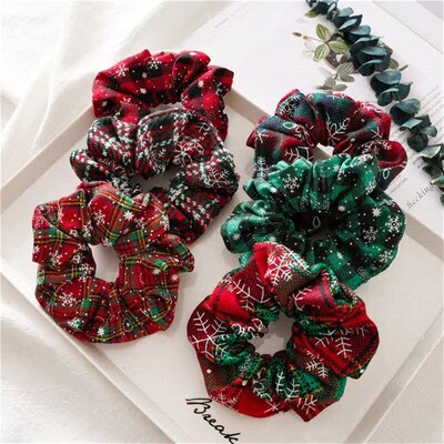 Christmas Gifts Snowflake Grid Headband Hair band rope Donut