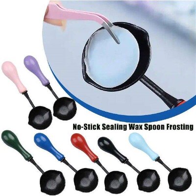 Frosting Sealing Wax Spoon with Wood Handle - Double Mouth