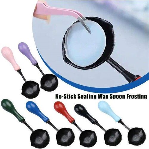 Frosting Sealing Wax Spoon with Wood Handle - Double Mouth