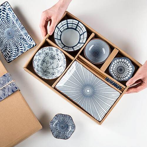 Japanese style blue and white rice bowl ceramic tableware g