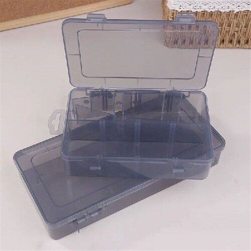 Multi-grid Parts Box Transparent Gray Plastic Electronic