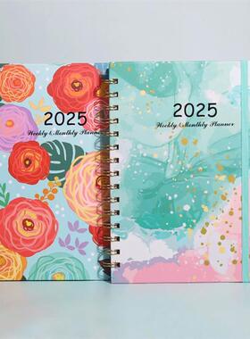 2025 A5 Notebook Spiral Bound Diary Planner with Monthly Tab