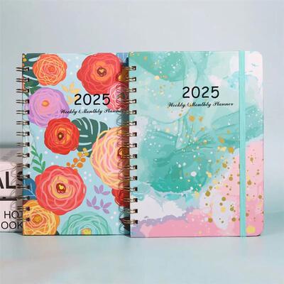 2025 A5 Notebook Spiral Bound Diary Planner with Monthly Tab
