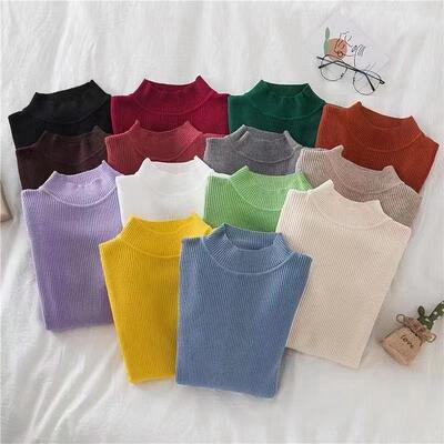 New Spring Autumn Basic Bottoming Sweater Top Women Ribbed S