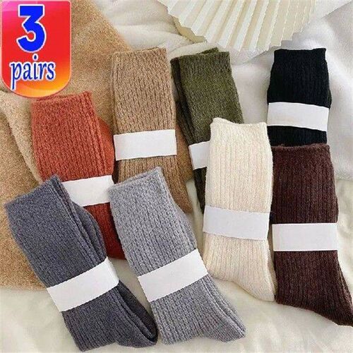 3pairs Wool Cashmere Thermal Long Sock for Women Homewear