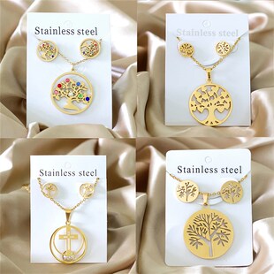 acier inoxydable bijoux Round Big ree Pattern Pendant Neckla