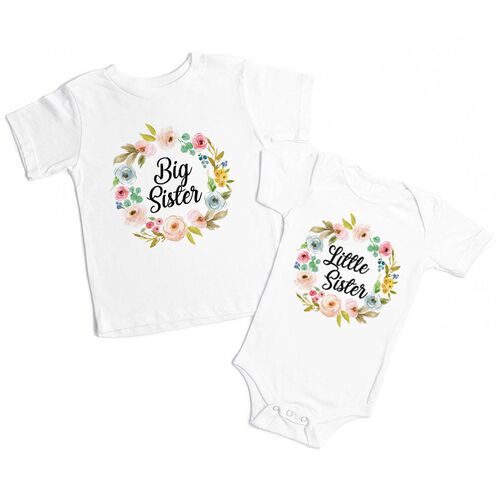 Big Sister Little Sister Matching Sister Outfits Flower Wrea