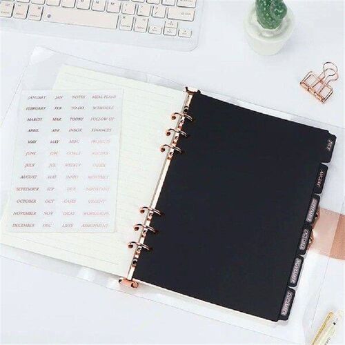 6 Pcs A5 Note Black Dividers Colored Page Markers