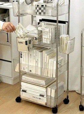 3 Layers Transparent Storage Rack Trolley Acrylic Rolling Ca