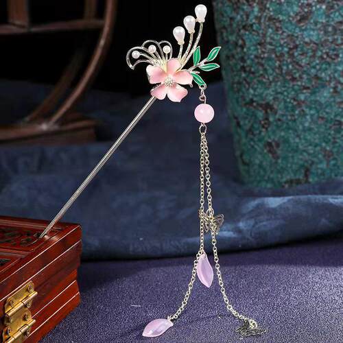 Vintage Hanfu Hair  Chinese Classic Crystal Bead Hairpins Fl