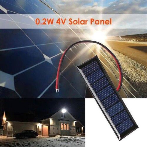 4V 0.2W Epoxy Solar Panel 8 Solar Cells 2 Wires 75x25mm for