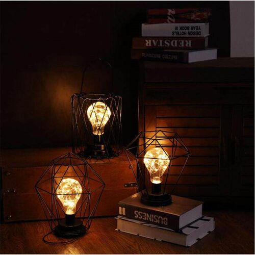 Creative LED wrought iron lantern night light portable