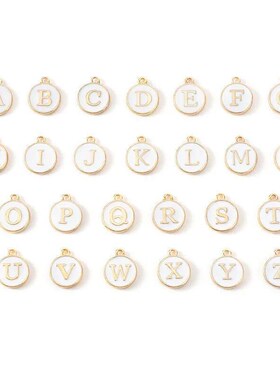 10pcs Initial Alphabet Letter Double Face Enamel Charms Pend