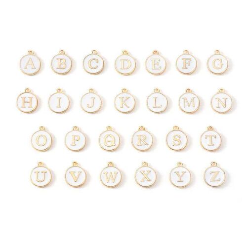10pcs Initial Alphabet Letter Double Face Enamel Charms Pend