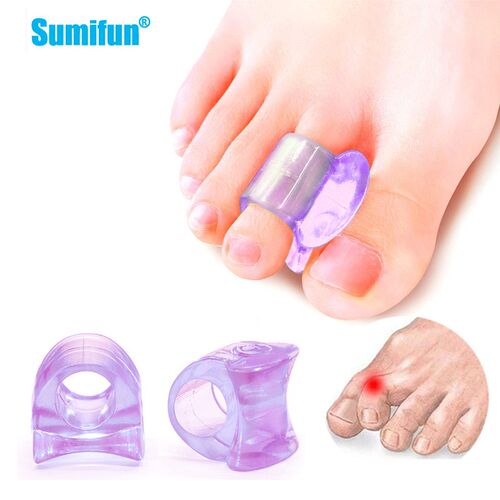 2/4pcs Purple Silicone Toe Separator Hallux Bone Corrector S