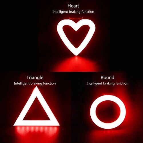 Bike Heart Shape Tail Light USB Rechargeable Mountain Bicycl