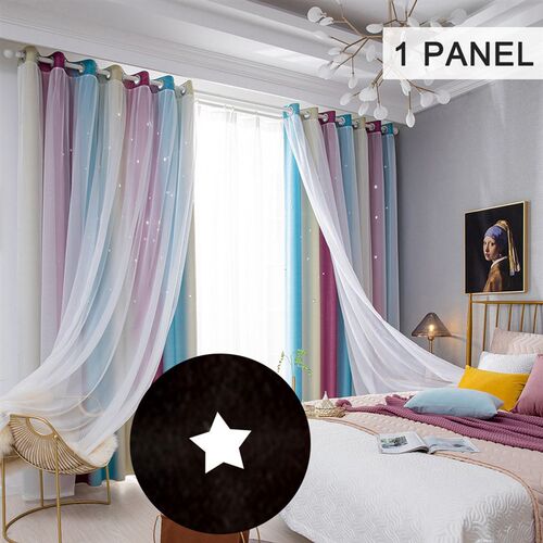 Shiny Stars Children Cloth Curtains Colorful Double Layer St