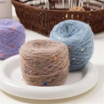 50g/Roll Durable Sparkling Sequin Mohair Yarn Soft Warm